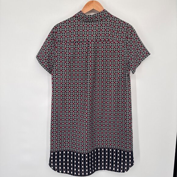 J.Crew Womens Short-Sleeve Button-Down Shirt dress Geometric Print  Size 12 - Picture 8 of 12